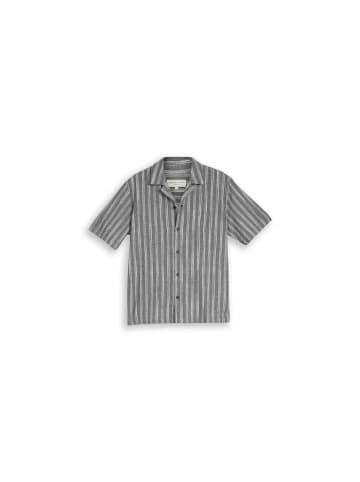TOM TAILOR Denim Halbarmhemd in black greyish stripe
