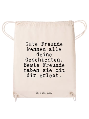 Mr. & Mrs. Panda Jutebeutel Gute Freunde kennen alle... mit Spruch in Creme