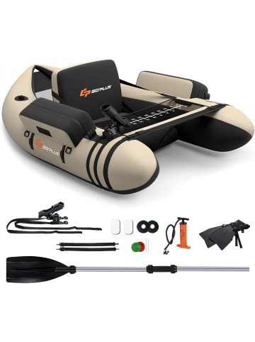 COSTWAY Schlauchboot aufblasbar bis 150kg in Beige