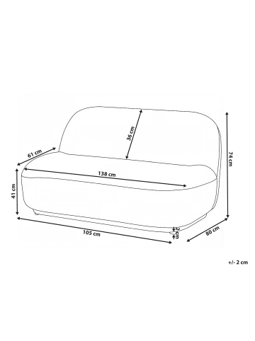Beliani 2-Sitzer Sofa LOVBERG in Weiß - (W) 138 x (H) 74 x (L) 80 cm