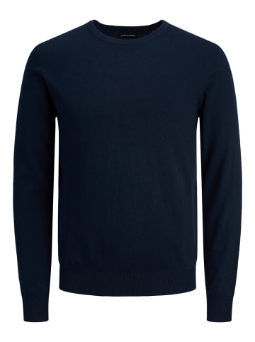Jack & Jones Dünner Langarm Strickpullover Rundhals Basic Sweater JJEEMIL in Navy