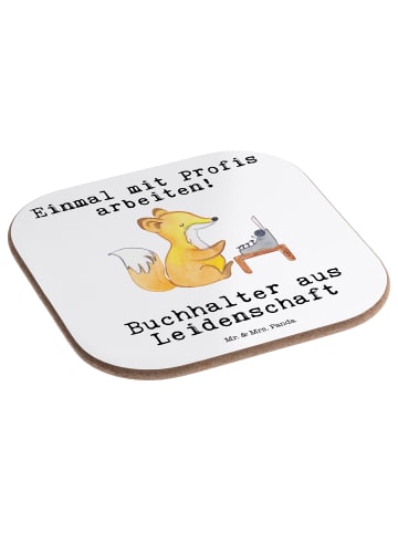 Mr. & Mrs. Panda Holzuntersetzer Buchhalter Leidenschaft mit Spruch in Weiß