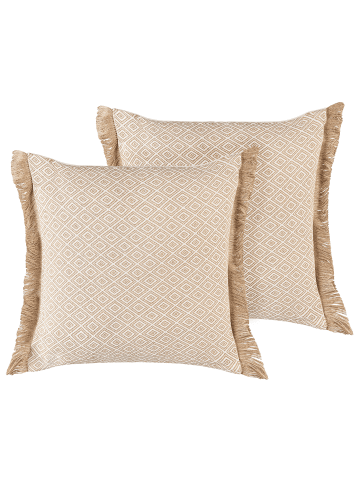 Beliani 2er-Set Dekokissen LONAR in Beige
