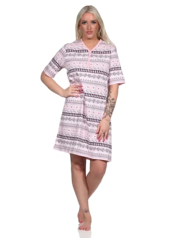 NORMANN Nachthemd kurzarm Ethnolook - 73113 in rosa