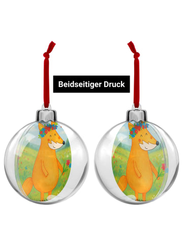 Mr. & Mrs. Panda Weihnachtsbaumkugel Fuchs Blumen Design ohne Sp... in Weiß