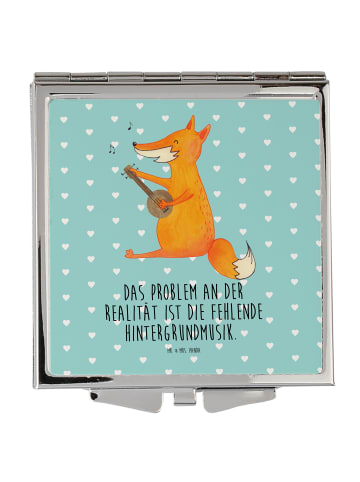 Mr. & Mrs. Panda Klappbarer Spiegel Fuchs Gitarre mit Spruch in Türkis Pastell