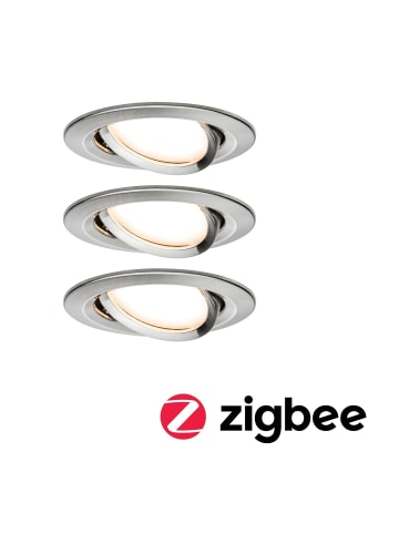 paulmann LED Einbaustrahler Nova Plus ZigBee 3er Set rund dimmbar in Eisen -  Ø84mm