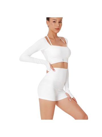 YEAZ CLUB LEVEL SET Long Top + Shorts in weiß