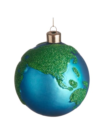 Butlers Weihnachtskugel HANG ON Weltkugel in Blau