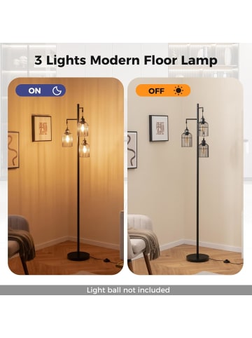 COSTWAY Moderne Stehlampe 169cm in Schwarz