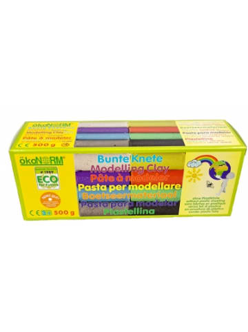 ÖkoNorm Bunte Knete, 500g, immer weich - 8 Farben - ab 3 Jahren