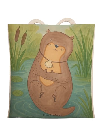 Mr. & Mrs. Panda markttasche Otter Muschel Design ohne Spruch in Weiß
