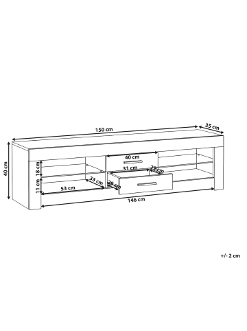 Beliani TV-Möbel ESQUIMALT in Schwarz/Silber - (W) 150 x (H) 40 x (L) 35 cm