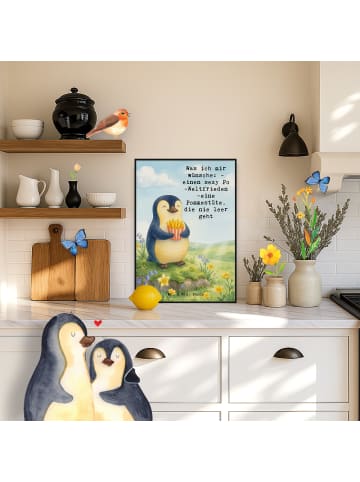 Mr. & Mrs. Panda Bild Pinguin Frühling Pommes Design mit Spruch in Weiß