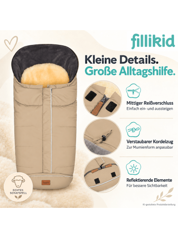 fillikid Echtfell-Winterfußsack Nanga Exklusiv in Natur