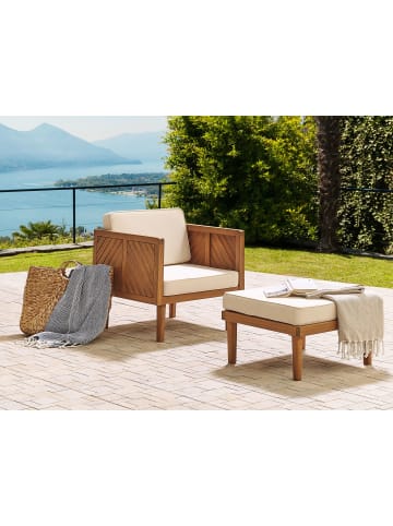 Beliani Gartenstuhl BARATTI in Braun/Beige - (W) 57 x (H) 39 x (L) 57 cm