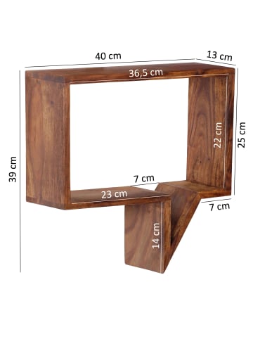 KADIMA DESIGN 2er Set Wandregale MUMBAI Massivholz Holzregal Landhaus-Stil in Massivholz