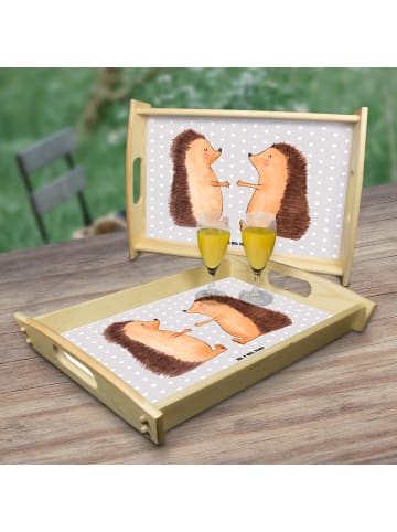 Mr. & Mrs. Panda Frühstückstablett Igel Liebe ohne Spruch in Grau Pastell