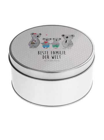 Mr. & Mrs. Panda Kaffeedose Koala Familie zwei mit Spruch in Grau Pastell