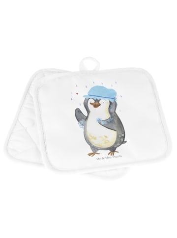 Mr. & Mrs. Panda Topfuntersetzer Pinguin Duschen ohne Spruch in Weiß