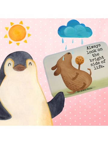 Mr. & Mrs. Panda Badezimmerteppich Hund Keks Design mit Spruch in Weiß