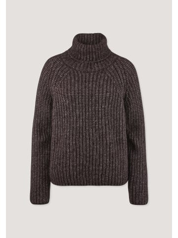 Hessnatur Strick Rollkragenpullover in schwarzbeere