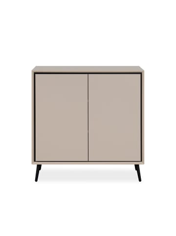 CALICOSY Kommode ARONA in Taupe / Schwarz - (W) 90 x (H) 90 x (L) 38 cm