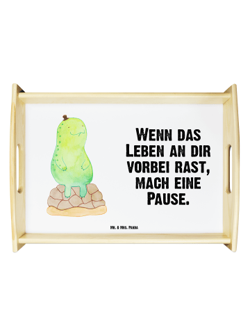 Mr. & Mrs. Panda Großes Tablett Schildkröte Pause mit Spruch in Weiß
