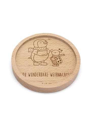 Mr. & Mrs. Panda Holz Untersetzer Smörle Winterzeit mit Spruch in Transparent
