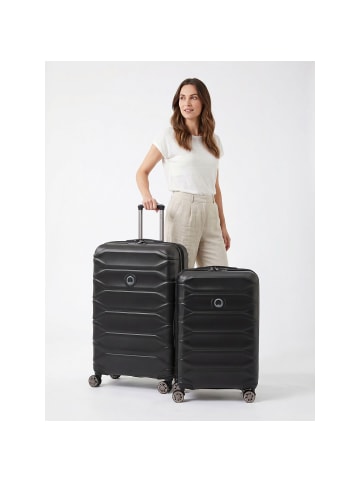 Delsey Meteor 4-Rollen Kofferset M+L mit Dehnfalte deep black
