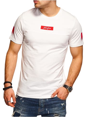 Jack & Jones T-Shirt - JJJORFlEMMTEE mit Print O-Neck in Weiß