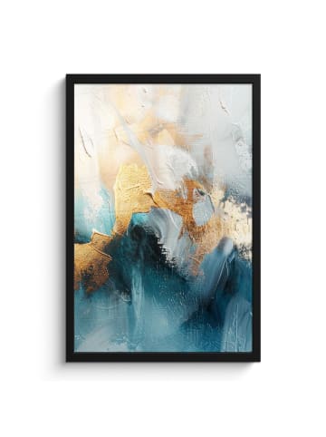 MuchoWow Poster mit Leiste Abstrakte Kunst gold blau (BxH)