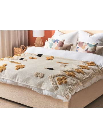 Beliani Kuscheldecke ADONI in Beige/Schwarz/Gelb - (W) 130 x (H) 1 x (L) 180 cm