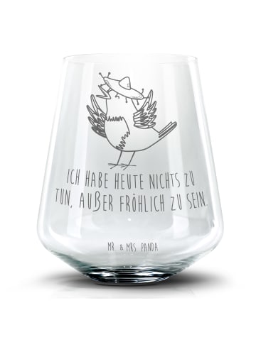 Mr. & Mrs. Panda Cocktail Glas Rabe Sombrero mit Spruch in Transparent