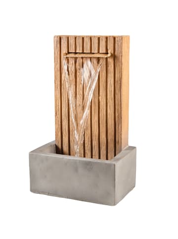 MARELIDA Gartenbrunnen mit Holzwandoptik Standbrunnen H: 54cm in naturfarben