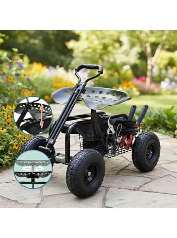 relaxdays Fahrbarer Gartensitz in Schwarz