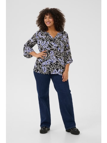 KAFFE curve Kurzarm-Bluse KCleane in Blue Leopard