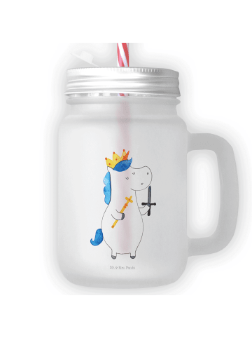 Mr. & Mrs. Panda Trinkglas Mason Jar Einhorn König mit Schwert o... in Transparent