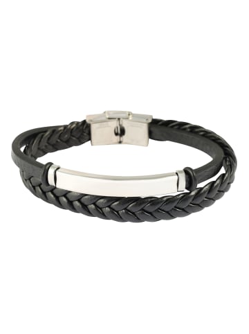 Adeliás Herren Armband – Lederarmband aus Leder 19 cm in schwarz