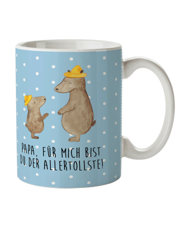 Mr. & Mrs. Panda Kindertasse Bären mit Hut mit Spruch in Blau Pastell