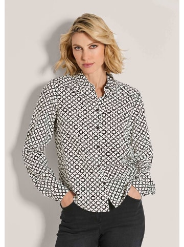 MADELEINE Elegante Viskosebluse mit Grafik-Print in schwarz / wollweiß
