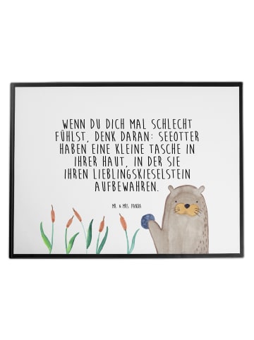 Mr. & Mrs. Panda Schreibtischunterlage Otter Stein mit Spruch in Weiß