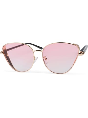 styleBREAKER Cateye Sonnenbrille in Gold / Pink getönt