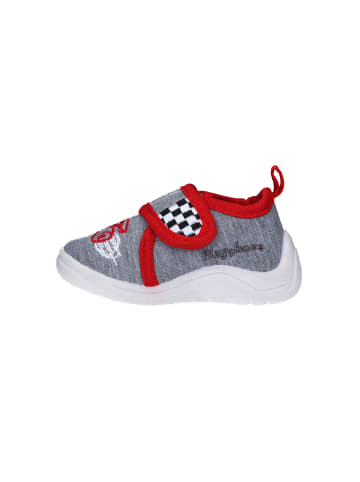 Playshoes Hausschuh Rennwagen in Grau