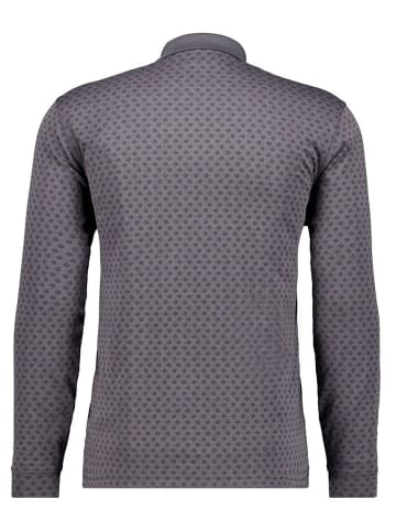 Ragman Softknit-Polo mit Alloverprint, Langarm in Grau