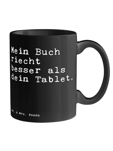 Mr. & Mrs. Panda Tasse Mein Buch riecht besser... mit Spruch in Schwarz