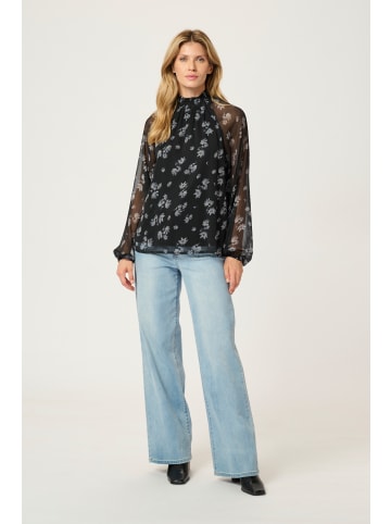Kaffe Langarm-Bluse KAiben in Black/White Flower