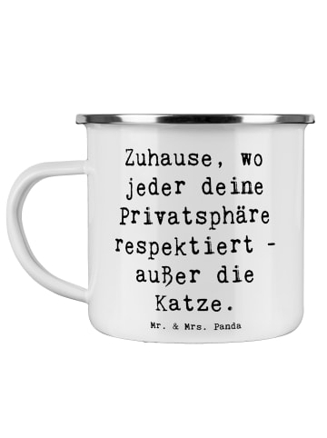 Mr. & Mrs. Panda Tasse Emaille Spruch Geborgenheit im Zuhause mi... in Weiß