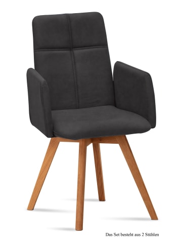 58 aufm Kessel ARMLEHNSTUHL (2er-Set) Dinah 52x92x60 Eiche geölt/Anthrazit
