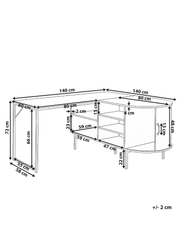Beliani Schreibtisch SOLARI in Braun/Schwarz - (W) 140 x (H) 72 x (L) 140 cm
